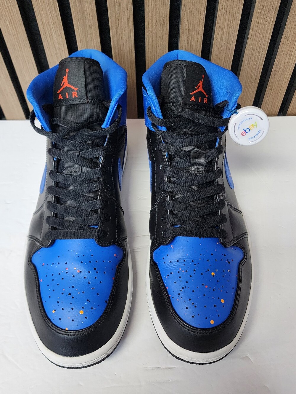 Nike Air Jordan 1 Retro Mid Royal Paint Splatter 554724-048 Mens Size 10.5 - Picture 7 of 14